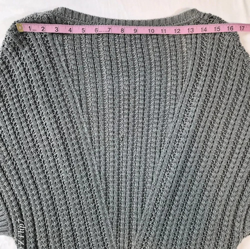 Peruvian Connection 100% Pima Cotton Open-Knit Cardigan Sweater - Gray - L - Picture 6 of 7